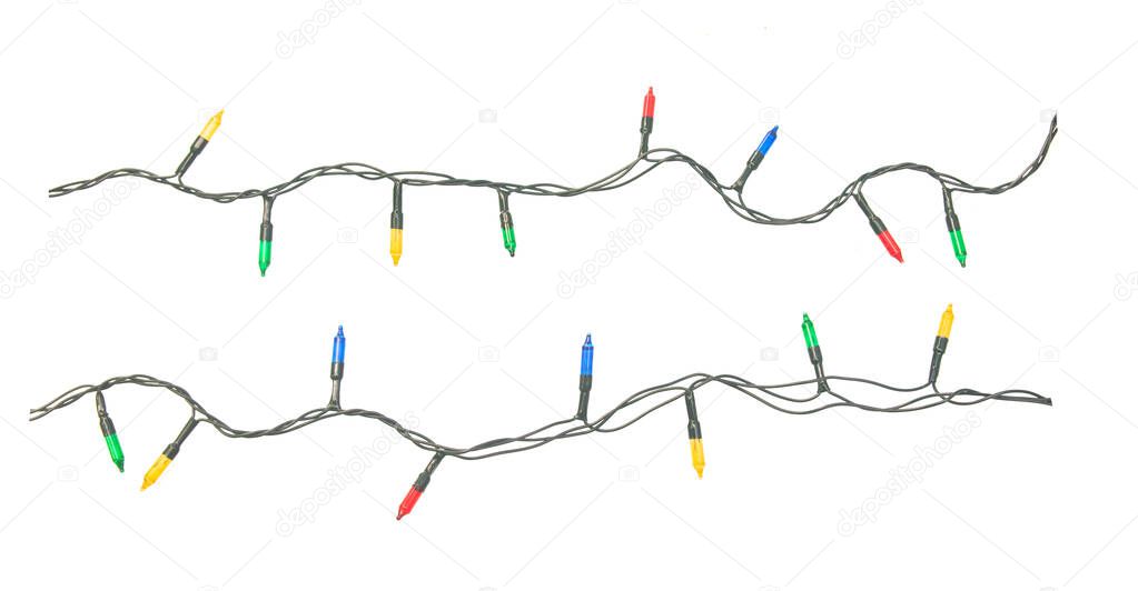 String of Christmas lights isolated on white background With cli