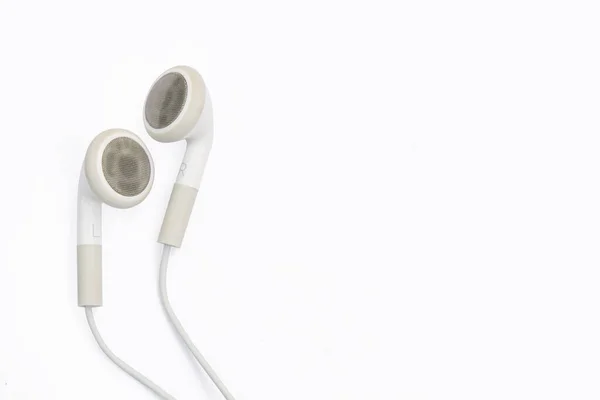 White Earphones Isolated White Background Clipping Path Copy Spac — Stock Photo, Image