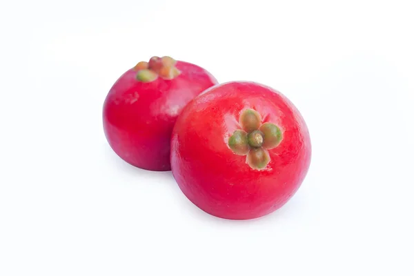 Garcinia Cowa Roxb Fruit Madan Rood Geïsoleerd Witte Achtergrond Met — Stockfoto