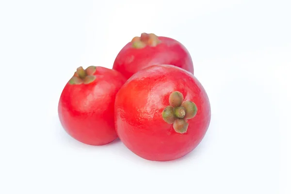 Garcinia Cowa Roxb Frutta Madan Rosso Isolato Sfondo Bianco Con — Foto Stock