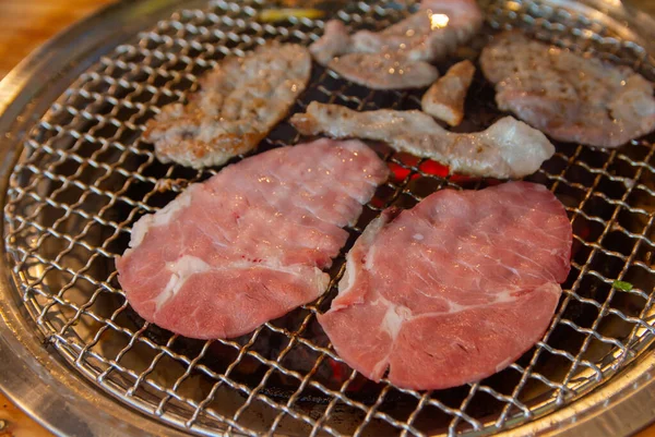 Rauw Rundvlees Grille Voor Barbecue Japanse Stijl Yakiniku — Stockfoto
