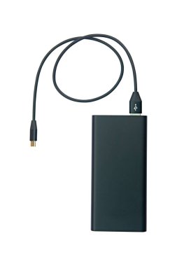 Beyaz kablo ile güç bankası kırpma yolu ile beyaz arkaplan izole 