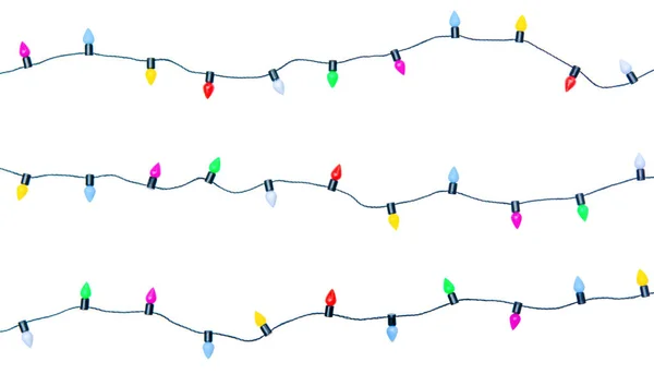 Kerstverlichting String Geïsoleerd Witte Achtergrond Met Clipping Pat — Stockfoto