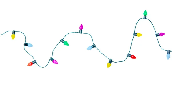Рождественские Огни Строка Изолированы Белом Фоне Вырезкой Похлопывания — стоковое фото