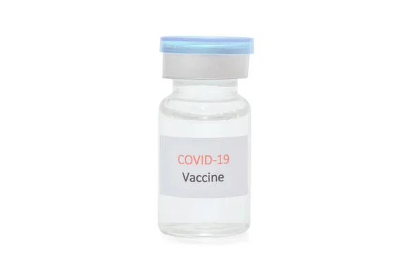 Vaccine Covid Coronavirus Скляній Пляшці Білій — стокове фото