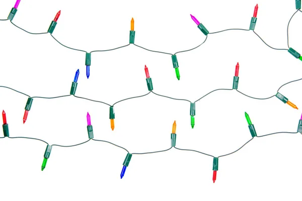 Vánoční Světlo Řetězec Izolované Bílém Pozadí Výstřižkem Pat — Stock fotografie