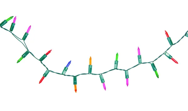 Christmas Lights Struny Izolowane Białym Tle Clipping Pat — Zdjęcie stockowe