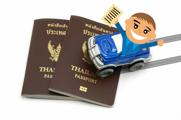 Man Thailand Passport 4Wd Car Travel Concept — Stock Photo, Image