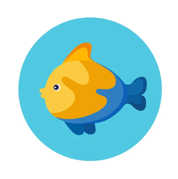 Wektor Ilustracja Projekt Kolorowe Ikony Płaskie Ryby Morza Żółtego Niebieskim — Wektor stockowy