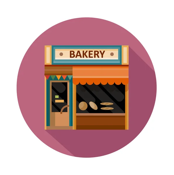 Colorful Bakery Front View Flat Icon Vector Illustration Icon Style — Stock Vector