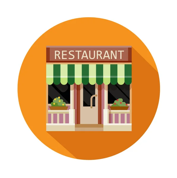 Colorido Restaurante Vista Frontal Icono Plano Vector Ilustración Icono Estilo — Vector de stock