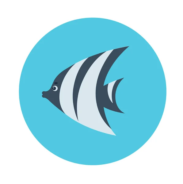 Ilustracja Wektora Projekt Kolorowe Ikony Płaskie Ryby Morza Paski Niebieskim — Wektor stockowy