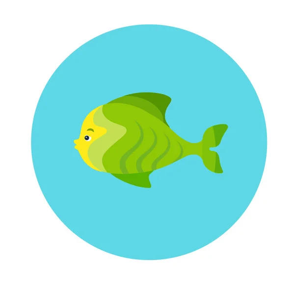 Wektor Ilustracja Projekt Kolorowe Ikony Płaskie Zielone Morze Ryba Błękitnym — Wektor stockowy