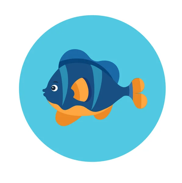 Ilustracja Wektora Projekt Kolorowe Ikony Płaskie Ryby Morze Niebieski Żółty — Wektor stockowy