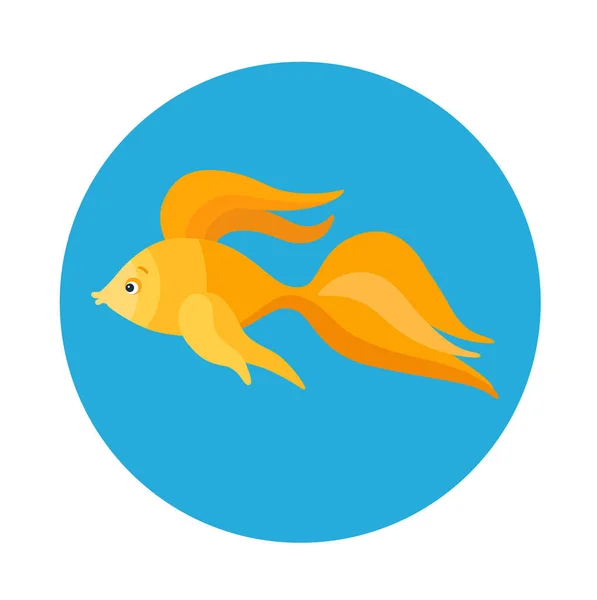 Ilustracja Wektora Projekt Kolorowe Ikony Płaskie Ryby Morza Złota Niebieskim — Wektor stockowy