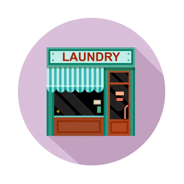 洗衣前视图平面图标 圆彩色背景上的矢量插图 — 图库矢量图片