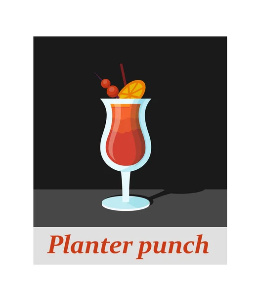 Planter Ponche Cóctel Menú Elemento Cualquier Tipo Diseño Bebida Fiesta — Vector de stock