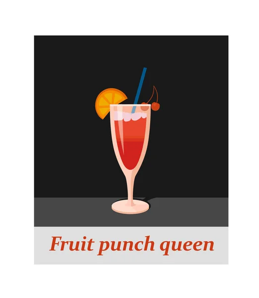 Fruit Punch Koningin Cocktail Menu Item Een Soort Ontwerp Partij — Stockvector