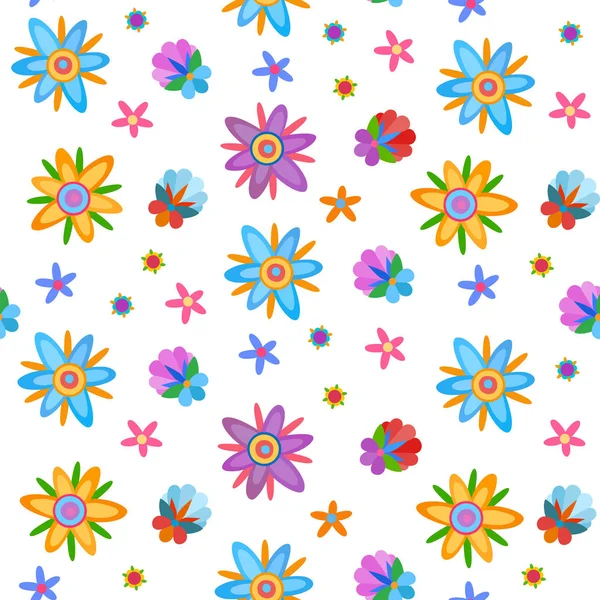 Bezszwowe Tło Colorful Natura Styl Kwiaty Ilustracji Wektorowych — Wektor stockowy