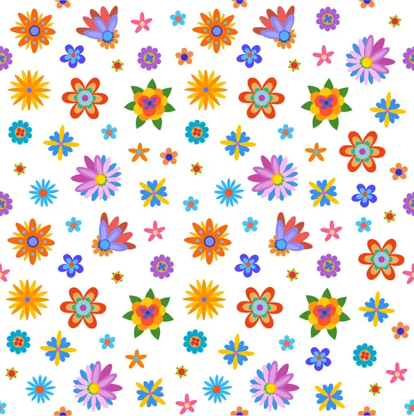 Fond Sans Couture Avec Des Fleurs Colorées Style Nature Illustration — Image vectorielle