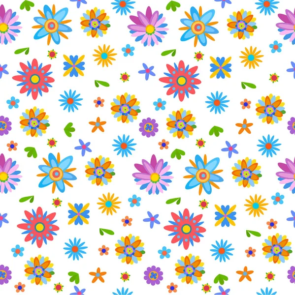 Fondo Sin Costuras Con Coloridas Flores Estilo Natural Ilustración Vectorial — Vector de stock