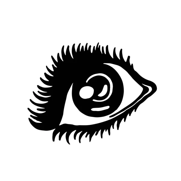 Icona Moda Disegnata Mano Occhio Elegante Con Ciglia Colorate Illustrazione — Vettoriale Stock