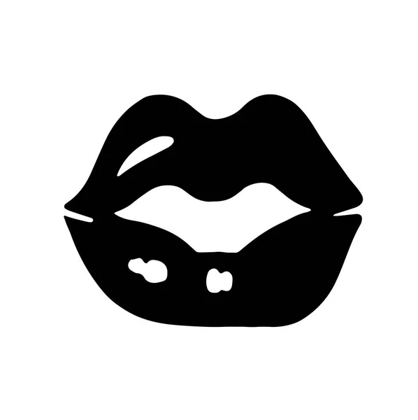 Icono Moda Dibujado Mano Labios Elegantes Coloreados Con Lápiz Labial — Vector de stock