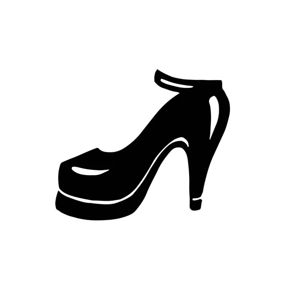 Ikon Mode Gambar Tangan Sepatu Bergaya Dengan Tumit Tinggi Ilustrasi - Stok Vektor