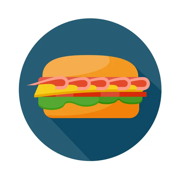그림자 스타일 화려한 샌드위치 아이콘입니다 패스트 일러스트입니다 토마토 양상추와 샌드위치 — 스톡 벡터