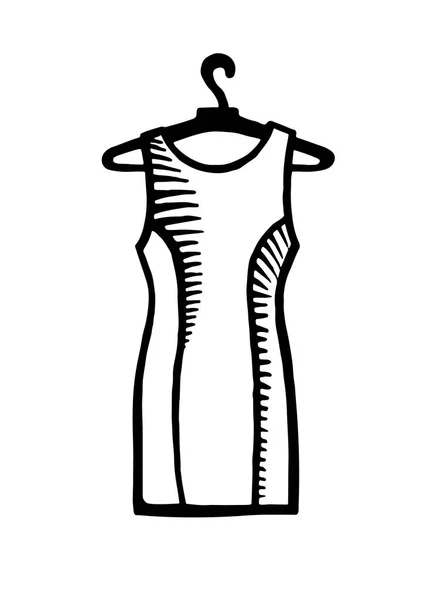 Εικονίδιο Χέρι Συρμένο Μόδας Μοντέρνο Φόρεμα Μια Κρεμάστρα Την Εικονογράφηση — Διανυσματικό Αρχείο