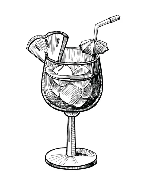 Alcohol Cóctel Ilustración Vectorial Dibujado Mano Esbozo Cóctel Vintage Con — Archivo Imágenes Vectoriales