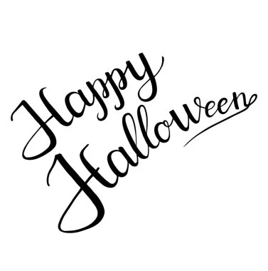 Mutlu Cadılar Bayramı yazı. Vektör yazı afiş yeni yıl eğlencesi daveti veya kart için. Kaligrafi kara el çizilmiş yazı tipi