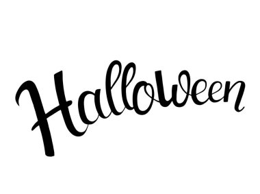 Halloweens yazı. Vektör yazı afiş yeni yıl eğlencesi daveti veya kart için. Kaligrafi kara el çizilmiş yazı tipi