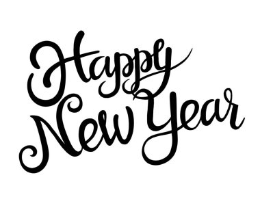 Yeni yıl yazı. Vektör yazı afiş yeni yıl eğlencesi daveti veya kart için. Kaligrafi el çizilmiş yazı tipi