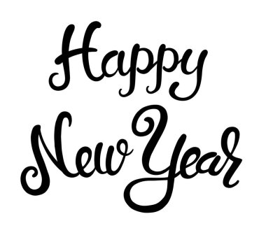 Yeni yıl yazı. Vektör yazı afiş yeni yıl eğlencesi daveti veya kart için. Kaligrafi el çizilmiş yazı tipi. Yazı tipi kompozisyon