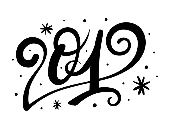 Letras Año Nuevo 2019 Letras Vectoriales Con Ilustración Copos Nieve — Vector de stock