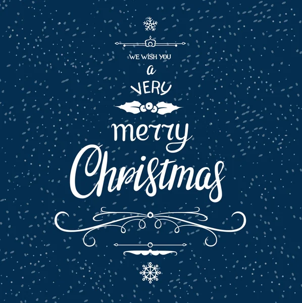 Feliz Natal Cartão Saudação Com Letras Brancas Fundo Tipográfico Com —  Vetores de Stock