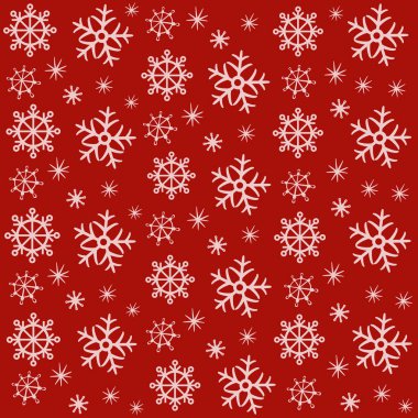 Vektör hafif pembe desenle kırmızı bir arka plan üzerinde kar taneleri. Merry Christmas ve yeni yıl resimler