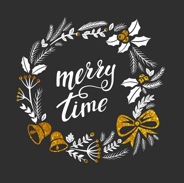 Frohe Weihnachten Grußkarte Mit Schriftzug Designs Vektor Weiß Gold Strukturierte — Stockvektor
