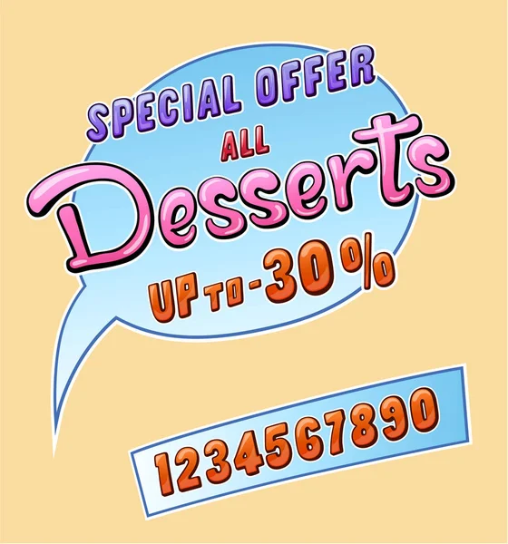 Desserts Promo Aufkleber Für Café Restaurant Oder Geschäft Und Satz — Stockvektor