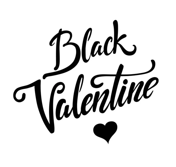 Letras San Valentín Negro Letras Vectoriales Negras Sobre Fondo Blanco — Vector de stock