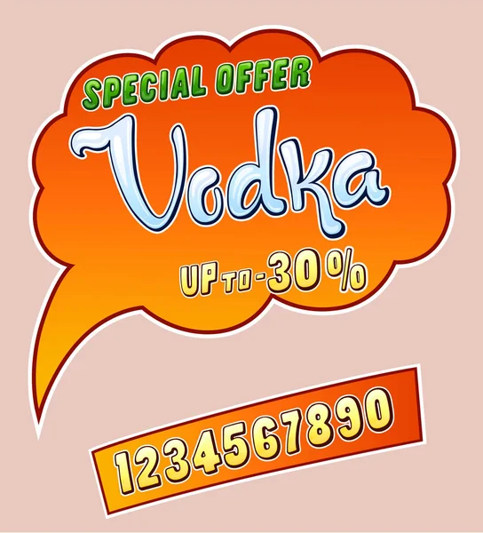 Vodka Etiqueta Promoción Para Cafetería Restaurante Tienda Conjunto Números Hasta — Vector de stock