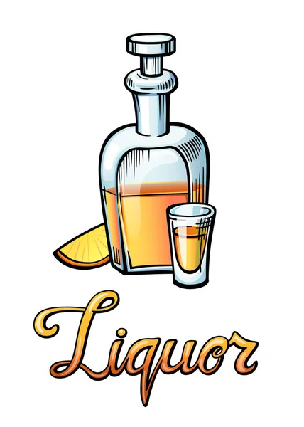 Letras Licor Restaurante Bar Cafetería Título Del Menú Con Una — Vector de stock