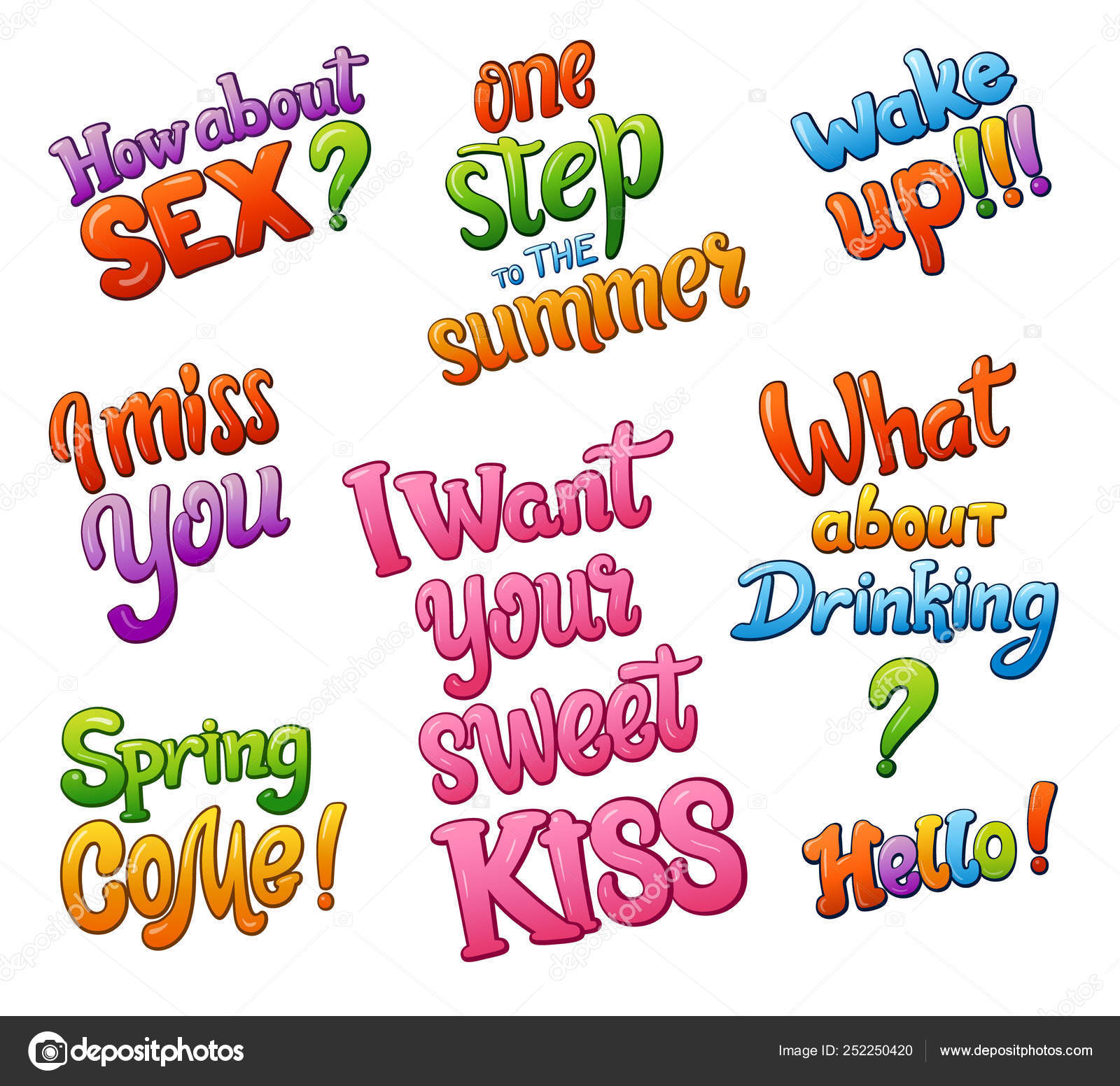 Set Communication Chat Stickers Lettering Speech Bubble Words Comic Style Stock Vector C Polyudova