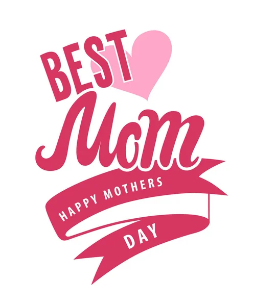 Meilleures Maman Happy Mothers Day Emblèmes Logo Badge Calligraphie Dessinée — Image vectorielle