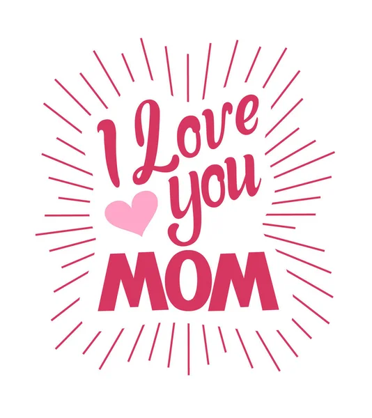 Αγαπώ Σας Μαμά Εμβλήματα Λογότυπο Badge Καλλιγραφία Χέρι Ροζ Διάνυσμα — Διανυσματικό Αρχείο