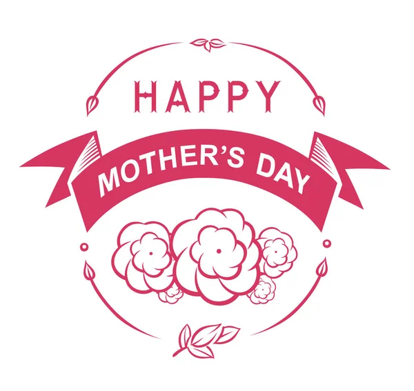最好的妈妈母亲节快乐标志或标志徽章字体组成与鲜花和树叶 白色背景上的横幅海报或 T恤的粉红色矢量字母设计 排版符号 — 图库矢量图片