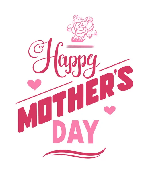 Happy Mother Day Emblemen Logo Badge Lettertype Samenstelling Met Hand Rechtenvrije Stockvectors