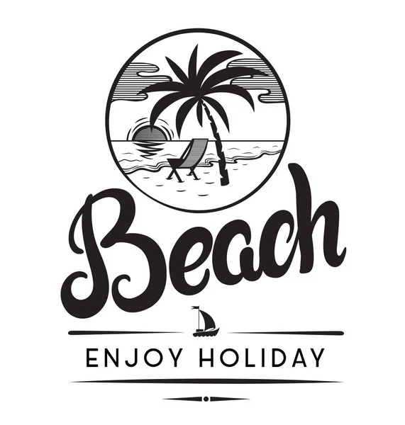 Strand Geniet Van Vakantie Emblemen Logo Badge Hand Getekende Kalligrafie Rechtenvrije Stockillustraties