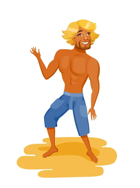Чоловік танцює на пляжі — стоковий вектор